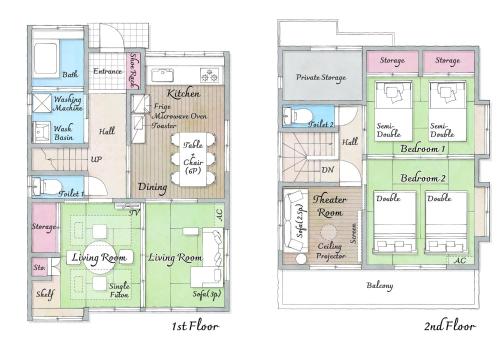 Grundriss und Höhe eines Hauses in der Unterkunft Japanese style Pvt Accom Max6ppl 3BR 100sqm 月下Gecca in Hiroshima