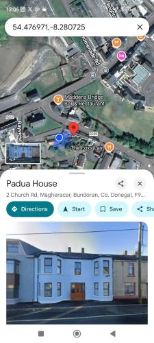 a screenshot of aedia house and a map of a house at Padua House Holiday Home in the Centre of Bundoran and 2 mins walk to the beach in Bundoran