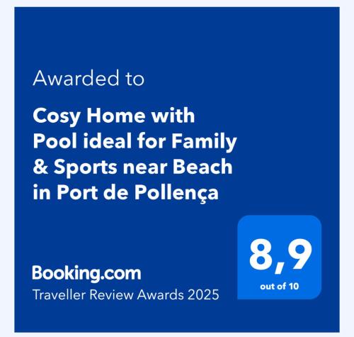 Sijil, anugerah, tanda atau dokumen lain yang dipamerkan di Cosy Home with Pool ideal for Family & Sports near Beach in Port de Pollença