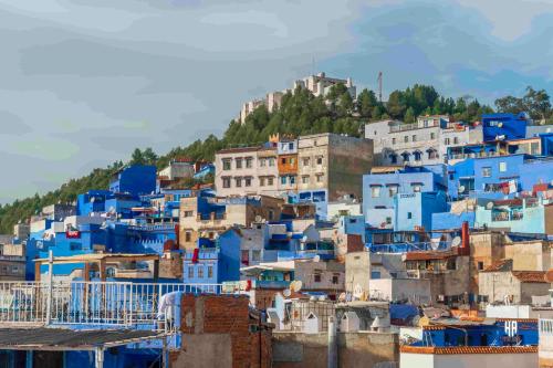 a view of the blue city of chefchaouen at PALACIO AL ANDALUS in Chefchaouene