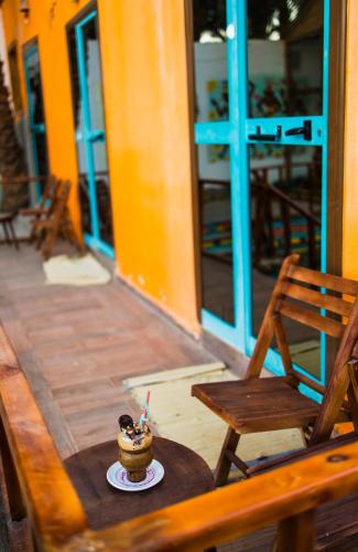 a bowl of food sitting on a table on a bench at Fenti Nubian Resort in Aswan