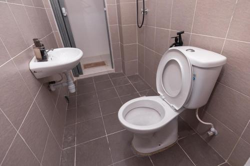 a bathroom with a toilet and a sink at Taiping Bali Home 5R3B, 7mins-Tpg Lake Gardens in Taiping