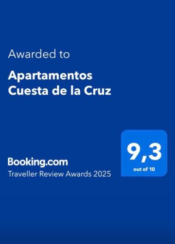 a screenshot of a cell phone with the text upgraded to apartments crusica de la at Apartamentos Cuesta de la Cruz in Caravaca de la Cruz