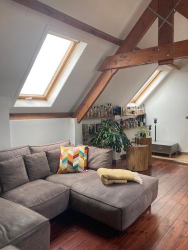 Posezení v ubytování Vakantiewoning centraal in België, veel privacy, prachtig uitzicht, airco