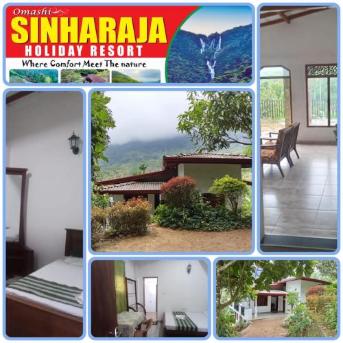 a collage of photos of a house at Omashi sinharaja holiday resort in Rakwana