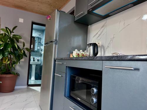 a kitchen with a stainless steel oven and a sink at Villa Paradise in Tsikhisdziri