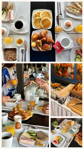 a collage of pictures of breakfast foods and eggs at Hotel Terminus Lyon in Paris