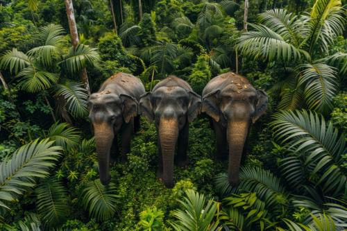 three elephants walking in the jungle at Owin Rich Godakawela - Udawalawe Safari & Cooking Class in Godakewela