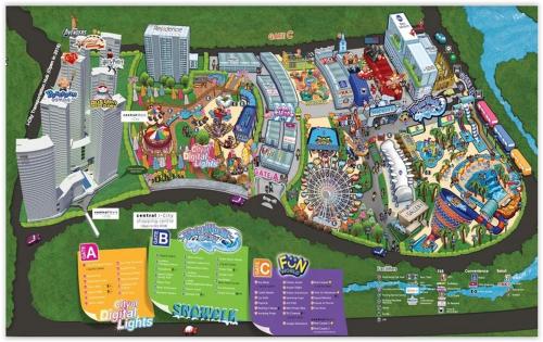 a map of a amusement park with a amusement park at i-Duplex 1M2R2B Condo - LED Garden, Fun Fair, Waterpark, Wax Museum, Mall & More! in Shah Alam