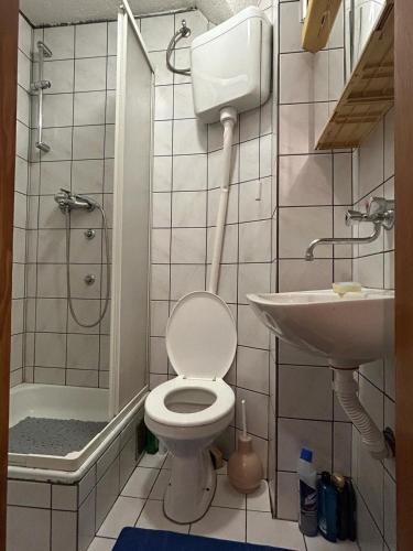 a small bathroom with a toilet and a sink at Apartman Kuna in Kupres