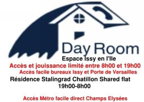 Znak pokoju dziennego z ptakiem w obiekcie Chatillon Citea Access dayuse Room - Work and Day Rest Timeshare --15 minutes Paris Montparnasse -- - Formule Temps Partagé w mieście Châtillon