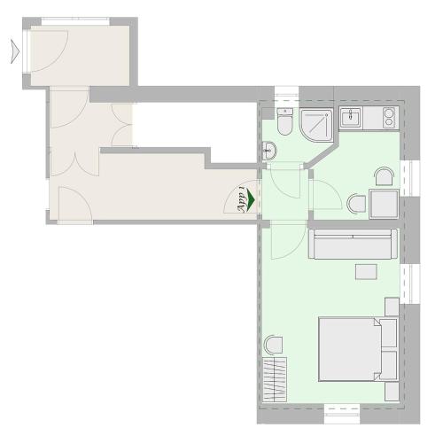a floor plan of a house at Eine gemütliche Ferienwohnung in Kurort Gohrisch