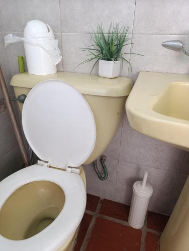 a bathroom with a toilet and a sink at Mi Loft in Tandil