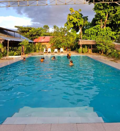 a group of people swimming in a swimming pool at Milía Amazon Lodge in Iquitos