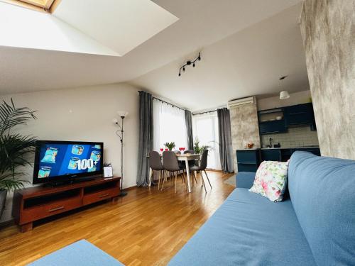 TV a/nebo společenská místnost v ubytování Apartament Słoneczny 2
