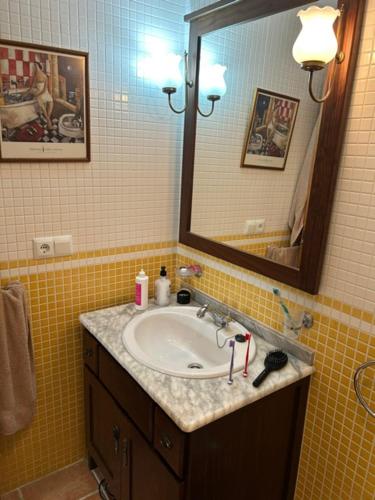 a bathroom with a sink and a mirror at AL ANDALUS-THALASSA Premium in Vera
