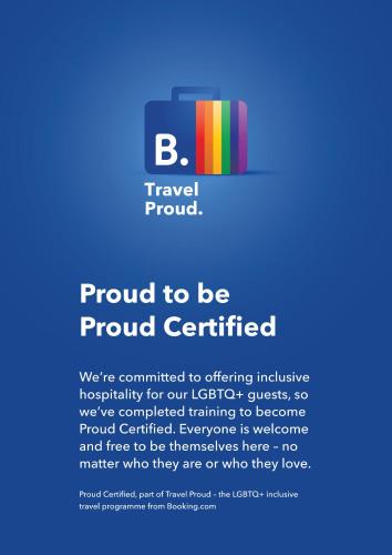 a sign that says proud to be proud certified with a rainbow at Luxury Villa Plaka Litochorou with Pool in Plaka Litochorou