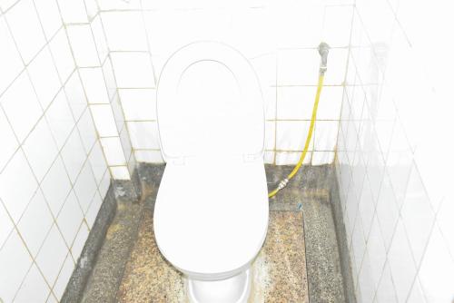 a bathroom with a white toilet in a stall at Mona Lisa Guest House, Kisumu in Kisumu