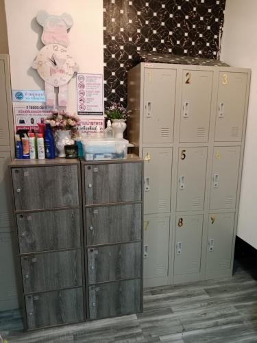 a row of lockers in a locker room at STPhostel in Patong Beach