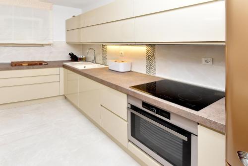 Kuchyň nebo kuchyňský kout v ubytování Apartman Bulletin