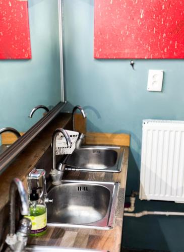 a kitchen counter with a sink in a kitchen at Mouse House in Chişinău