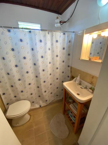 a bathroom with a toilet and a sink at Casita de descanso Los Ninos in Chajarí