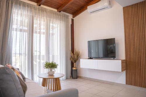 A television and/or entertainment centre at Michalis Apartment with Outdoor Jacuzzi