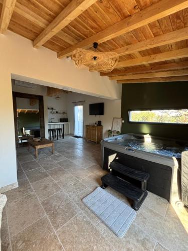 TV a/nebo společenská místnost v ubytování Love room Le Cabanon Spa