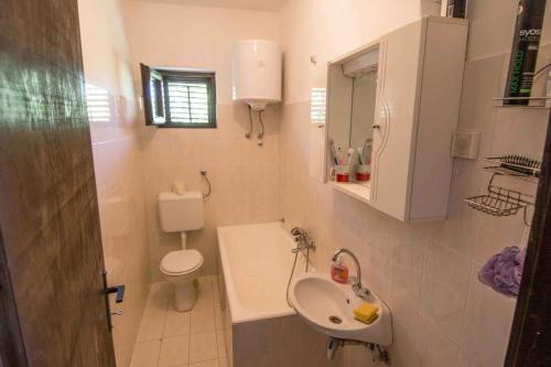 a small bathroom with a sink and a toilet at Holiday home in Tkon - Insel Pasman 6922 in Tkon