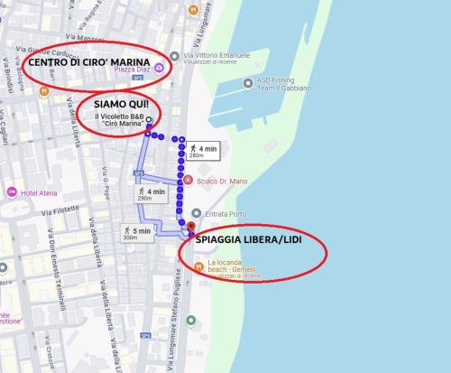 a map of the shaoquoc marina and shaoquoc city at Il Vicoletto B&B in Cirò Marina