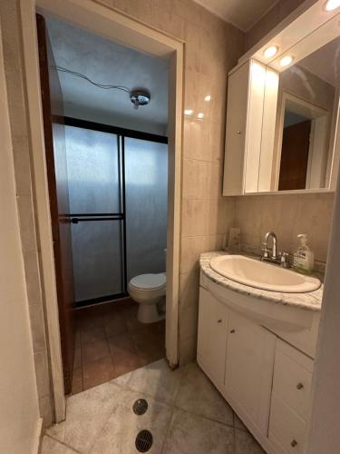 a bathroom with a sink and a toilet at Apartamento Los Mangos Valencia in Valencia