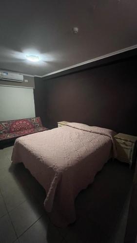 een slaapkamer met een bed in een donkere kamer bij Monoambiente en pleno CENTRO in Resistencia