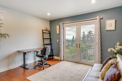 a home office with a desk and a window at Wine Country Gateway with Views Btwn Napa and SF in Vallejo
