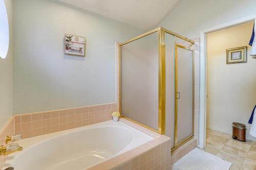a bathroom with a large tub and a shower at Wine Country Gateway with Views Btwn Napa and SF in Vallejo