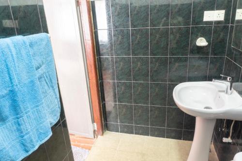 a bathroom with a sink and a shower at Blumarine Guest House in Negombo