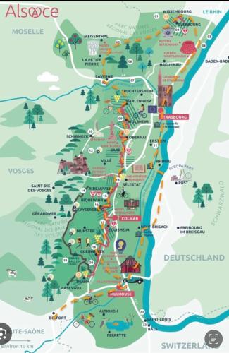 a map of australia with attractions at Gîte Bagatelle l'Ecrin du Ried PROCHE EUROPAPARK in Artolsheim