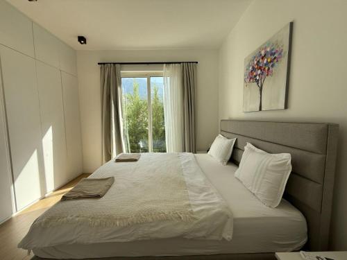 a bedroom with a large bed with a window at Terra in Elea