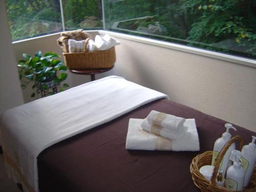 Postel nebo postele na pokoji v ubytování Hakuba Mominoki Hotel