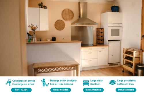 Η κουζίνα ή μικρή κουζίνα στο Maison sur le port - Vue sur l Aber Wrach pour 6