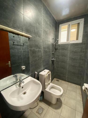 a bathroom with a sink and a toilet at Zanzibar Manolo Apartment in Zanzibar City