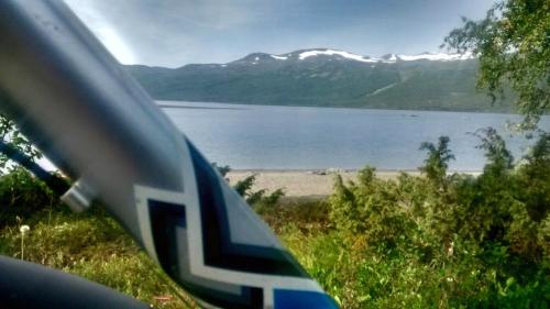 a view of a lake from the side of a car at Tärnaby Rooms & Apartments in Tärnaby