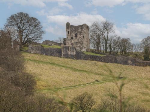 an old castle on top of a grassy hill at Cheshire House in Castleton