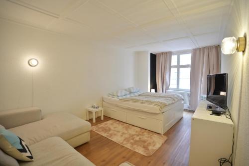 Μια τηλεόραση ή/και κέντρο ψυχαγωγίας στο Cozy City Center, 4 bedroom- 120sq, 5min walk to Main Station