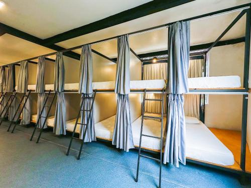 a group of bunk beds in a room at Laika Hostel in Camburi