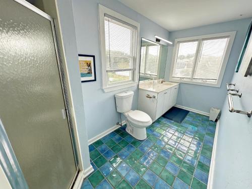 a bathroom with a toilet and a shower at D109A- Moby Duck in Sanderling