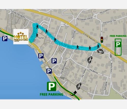 a map of a road with people on it at Albergo Pesce D'oro in Verbania