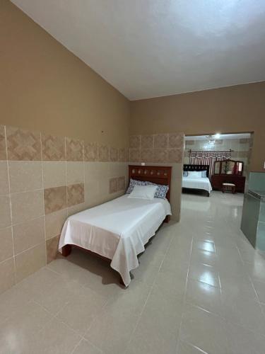 a bedroom with a large bed in a room at Hostal Rosy in Valladolid