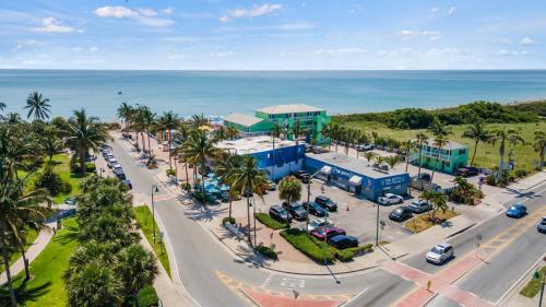 an aerial view of a street in front of the ocean at Partial Ocean View Hotel Room- King Bed #1 in Fort Pierce