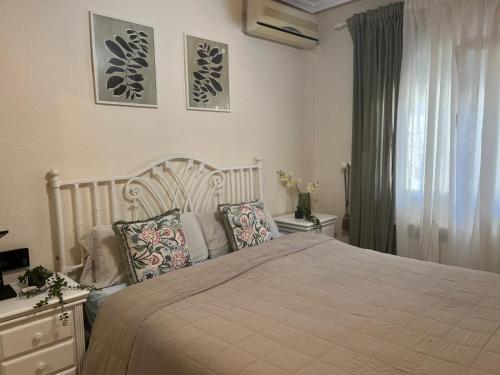 a bedroom with a large bed with pillows on it at PARADISE GARDEN in Los Alcázares