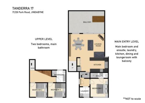 a floor plan of the two floors of a house at Tanderra 17 28 Park Road in Jindabyne